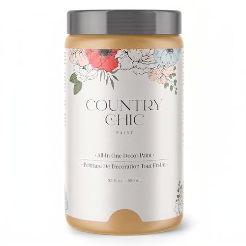 Country Chic All-in-One Chalk Paint for Furniture, Cabinets, Home Decor, Eco-Friendly, Matte Finish, Built-In Primer & Top Coat for Wood, Metal - Bee's Knees (Soft Yellow) - Quart 32 oz (950 ml) - color: Bee's Knees, size: 32 Fl Oz (Pack of 1)