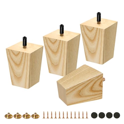 FoDau770 Square Furniture Legs 3 Inch, Ash Wood Legs with 5/16"-18 Bolts - size: 3 Inch