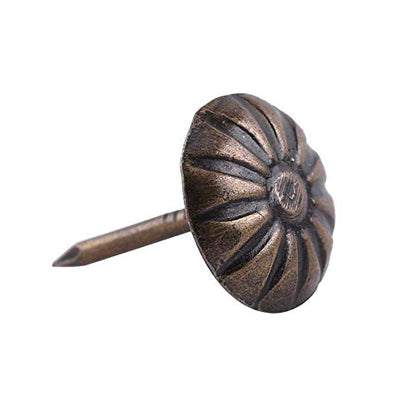 Hilitand 100pcs Upholstery Tacks,Furniture Nails Pins Sofa Rivet Upholstery Pins Craft Thumbtack Tack,Antique Brass (Daisy Nail 11x16mm)