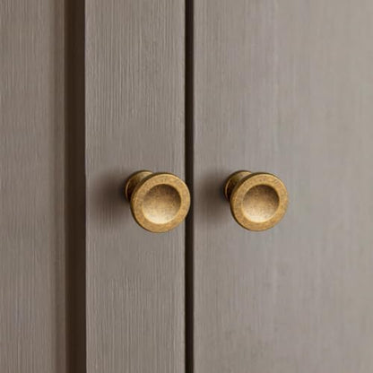 12 Pack Antique Brass Cabinet Knobs, Single Hole Round Knobs - color: Antique Brass