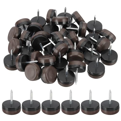PATIKIL 0.87" Dia Chair Slides, 40 Pcs Nail on Furniture Glides Chair Leg Floor Protectors for Wooden Furniture, Table Feet, Carpet and Hardwood, Brown - color: Brown, size: 0.87"