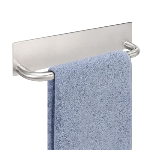 Livabber Self Adhesive Hand Towel Holder- 304 Stainless Steel Hand Towel Bar for Bathroom Kitchen Stick on Wall, Towel Ring No Drilling, 9 Inch (Brushed Nickel) - color: Brushed Nickel