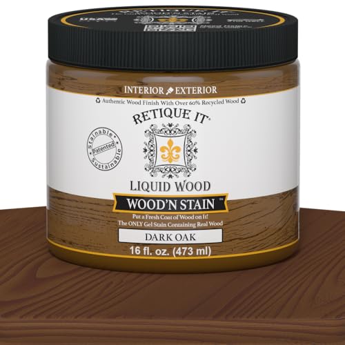 Retique It Wood'n Stain - Liquid Wood Gel Stain Interior/Exterior (16 oz (Pint), 35 Dark Oak)
