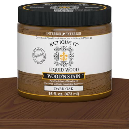 Retique It Wood'n Stain - Liquid Wood Gel Stain Interior/Exterior (16 oz (Pint), 35 Dark Oak)