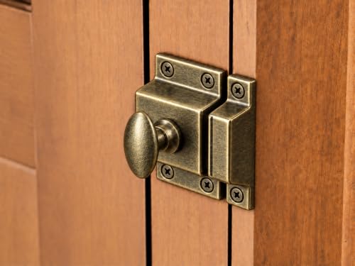 QCAA Oval Turn Cabinet Latch, for Cupboard & Other Furniture, Small, Antique Brass, Made in Taiwan, 2 Pack - color: Antique Brass, size: 2pack-small