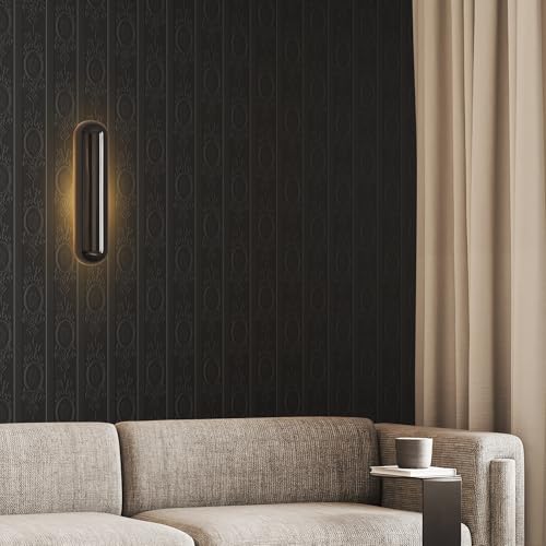 JiffDiff Black 3D Embossed Textured Peel Stick Wallpaper 17.3"x400" - color: Black, size: 17.3" x 400"