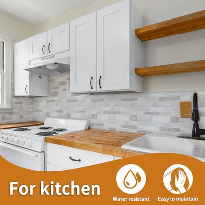 WOWSTAR 10 Sheet Marble Peel and Stick Backsplash for Kitchen,Self-Adhesive Tile Backsplash for Kitchen, Bathroom, 12" x 12", (Beige & White) - color: Beige