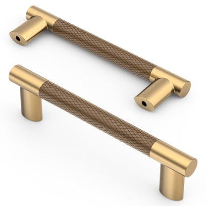 Asidrama 10 Pack 4 Inch(102mm) Knurled Brown and Champagne Bronze Kitchen Cabinet Handles, Cabinet Pulls Kitchen Cabinet Hardware Cupboard Handles Drawer Pulls 4496A - color: Brown-Champagne, size: 4" Hole Center(102mm)