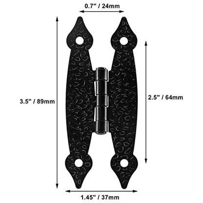 Murtenze 3.5 Inch Black Antique H Hinge 4 Pack Cold Rolled Steel - color: Black