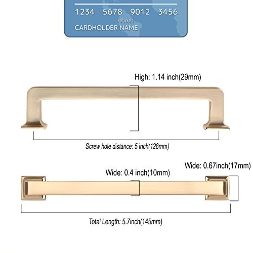 Brushed Brass Cabinet Handles Kitchen Pulls 5 Inch 10 Pack - color: Brushed Brass, size: 5" Hole Center