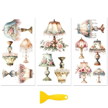 Peacoblue Vintage Table Lamp Rub On Transfers for Furniture Craft 6"x12" - style: Vintage Table Lamp