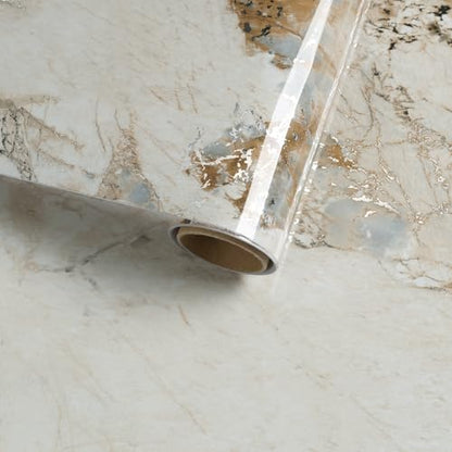 Beige Sliver Greyish Blue Marble Wallpaper Modern Peel and Stick Marble Contact Paper for Kitchen Countertops Self Adhesive Furnitures Vinyl Wrap for Bathroom Cabinet Home Decor 11.8"x118"