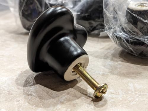 10 Pack Black Ceramic core knob Heart Shape Drawer Knob Kitchen Cupboard Pull Handle with Screws