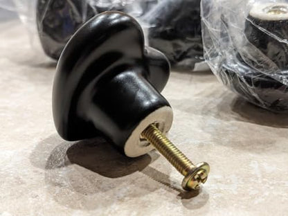 10 Pack Black Ceramic core knob Heart Shape Drawer Knob Kitchen Cupboard Pull Handle with Screws