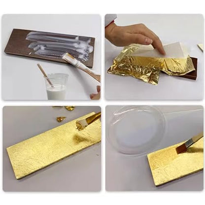 Gold Leaf Adhesive,Gilding Adhesive,Gold Leaf Glue for Craft, Arts, Wood Use (100ml + Brush + Gloves) - color: 100ml Glue