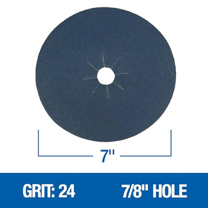 Mercer Industries 410024 Zirconia Cloth Floor Sanding Edger Discs, 7" x 7/8" Hole, Grit 24X (25 pack) - color: Zirconia, size: 7" x 7/8" Hole, style: 24X (25 pack)
