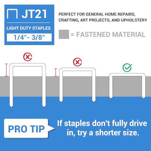 meite JT21 Staples, 5/16 Inch Galvanized Fine Wire Staples for Staple Gun - 7/16" Crown JT21 Staple Refill, Ideal for Upholstery, Crafts, Furniture (1 Case) - size: 5/16 Inch, style: 1 Case (30 Packs)