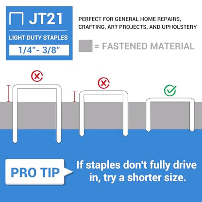meite JT21 Staples, 3/8 Inch Galvanized Fine Wire Staples for Staple Gun - 7/16" Crown JT21 Staple Refill, Ideal for Upholstery, Crafts, Furniture (1 Case) - size: 3/8 Inch, style: 1 Case (30 Packs)
