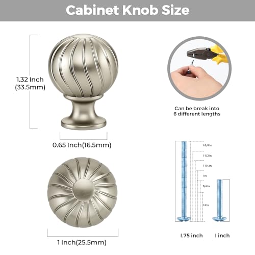 12 Pack Brushed Nickel Cabinet Knobs, 1 Inch Round Dresser Drawer Knobs - color: Brushed Nickel