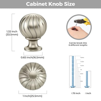 12 Pack Brushed Nickel Cabinet Knobs, 1 Inch Round Dresser Drawer Knobs - color: Brushed Nickel
