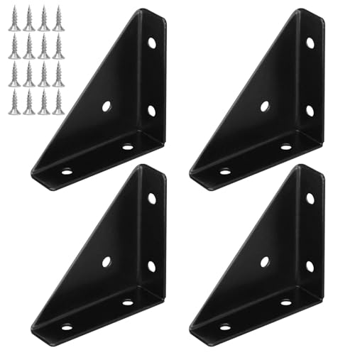 4Pcs Corner Brace Brackets,Cabinet Corner Bracket with Screws,Right Angle Shelf Bracket,Corner Protector for Furniture,Brace Bracket for Table,Bed,Cabinet,Shoe Rack,Bookshelf ﻿