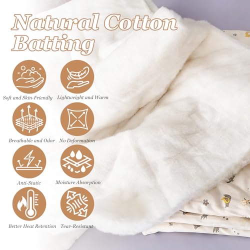 100% Natural Cotton Quilt Batting 59"x79"-Light Weight, Purely All Season Breathable & Soft-Ideal for Quilting, Sewing, Wearable Art & DIY - size: 59"x79"