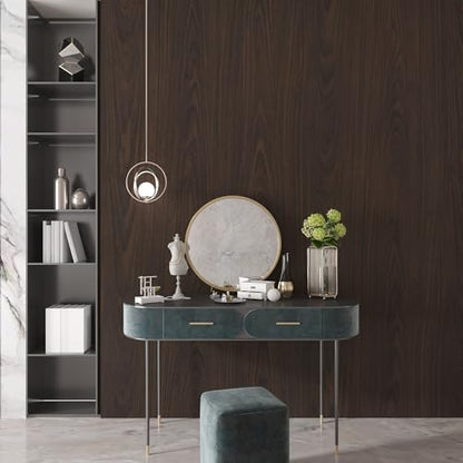 BAYYA Wide Wood Grain Peel Stick Wallpaper Black Brown Walnut Contact Paper - color: Brown, size: 31.5" x 158"