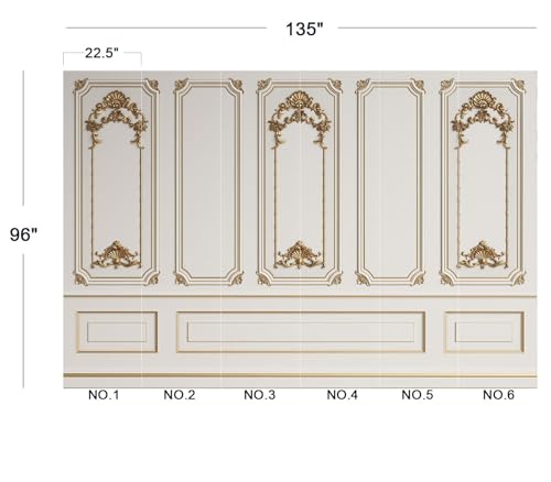 Classic White Gold 3D Wainscoting Panel Wallpaper Peel and Stick - color: No.16, size: 135" x 96"
