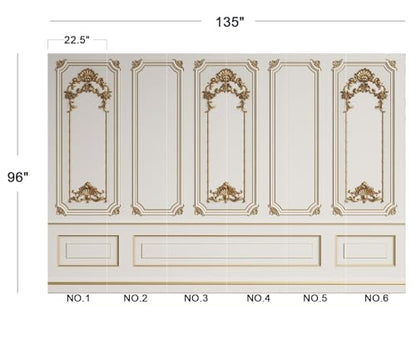 Classic White Gold 3D Wainscoting Panel Wallpaper Peel and Stick - color: No.16, size: 135" x 96"