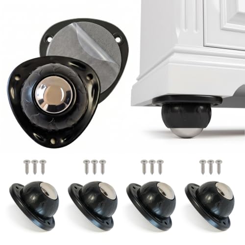 Heavy Duty Self Adhesive Furniture Casters 4 Pack Stick-On Swivel Wheels - color: Black-4