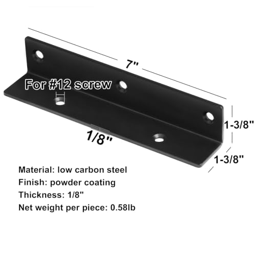 4 Pack 7" Wide Corner Brace, Black L Angle Stringer Hanger Bracket - size: 7"
