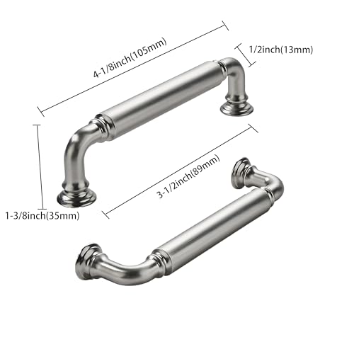 khtumeware 2-Pack Brushed Satin Nickel Heavy-Duty Solid Cabinet Pulls, 3-1/2 Inch (89mm) Hole Center, Drawer Pulls, Cabinet Hardware, Suitable for Kitchen Cabinets, Bathrooms and Dressers - color: Brushed Satin Nickel, size: 3-1/2 Inch(89mm)Hole Center