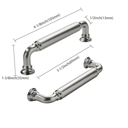 khtumeware 2-Pack Brushed Satin Nickel Heavy-Duty Solid Cabinet Pulls, 3-1/2 Inch (89mm) Hole Center, Drawer Pulls, Cabinet Hardware, Suitable for Kitchen Cabinets, Bathrooms and Dressers - color: Brushed Satin Nickel, size: 3-1/2 Inch(89mm)Hole Center