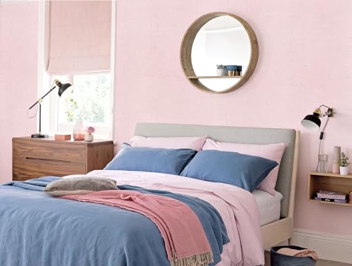 Pink Peel and Stick Wallpaper Grasscloth Paper 15.7in x 393.7in - color: Pink, size: 15.7" x 393.7"