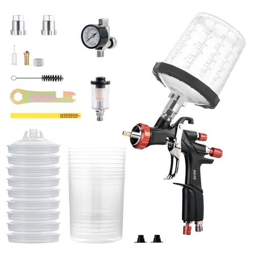 AEROPRO Tools R500 LVLP Air Spray Gun with 22 Ounce Disposable Paint Cups - size: A610 With Disposable Cup Kit