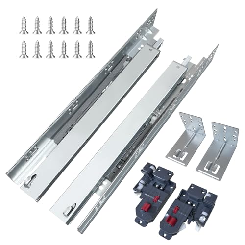 4 Pair 21 Inch Undermount Soft Close Drawer Slides Full Extension Concealed Bottom Mount Drawer Slides with 3D Adjustable Lock Device and Rear Mounting Brackets, 100 LB Capacity - size: 21 Inch
