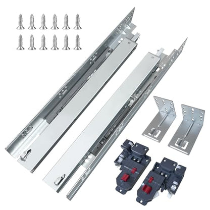 4 Pair 21 Inch Undermount Soft Close Drawer Slides Full Extension Concealed Bottom Mount Drawer Slides with 3D Adjustable Lock Device and Rear Mounting Brackets, 100 LB Capacity - size: 21 Inch