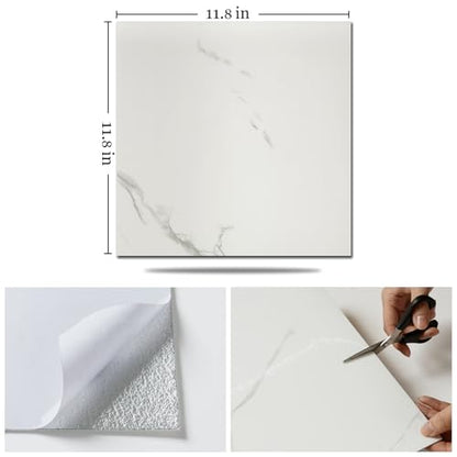 10 Sheets Peel and Stick Backsplash, 11.8"x11.8" Stick on Backsplash Tile Stickers Self Adhesive Backsplash Tile for Kitchen Bathroom Laundry Room - color: White Marble, size: 10 Pack