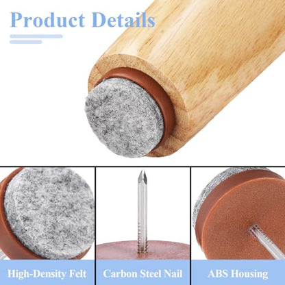 Nail-on Furniture Felt Pads, 30pack 20mm Round Table Chair Leg Pad - color: Brown, size: Φ 20 mm