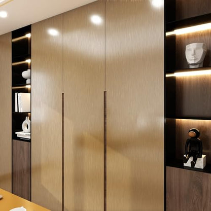 Metallic Grasscloth Peel and Stick Wallpaper Dark Gold Satin Contact Paper - color: wire drawing Dark Gold, size: 15.7" x 118"