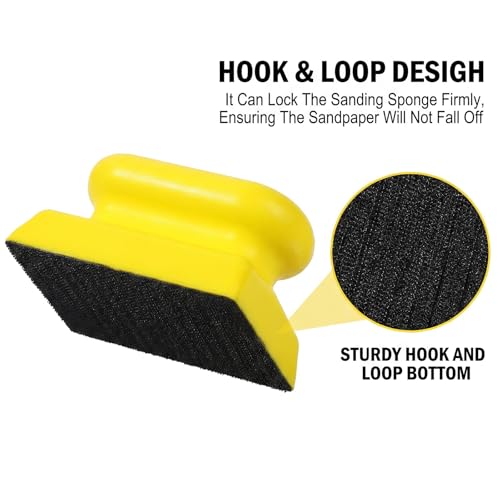Hook and Loop Hand Sanding Block, Rectangle Shape Hand Sanding Block Pad for Wood Furniture Restoration, Sandpaper Holder Hook Backing, Ideal for Woodworking Automotive Body (Sandpaper Not Included)