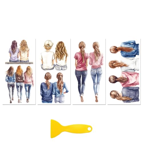 Peacoblue Girl's Back Rub On Transfers for Furniture Craft 6"x12" - style: Girl's Back(Best Friends)