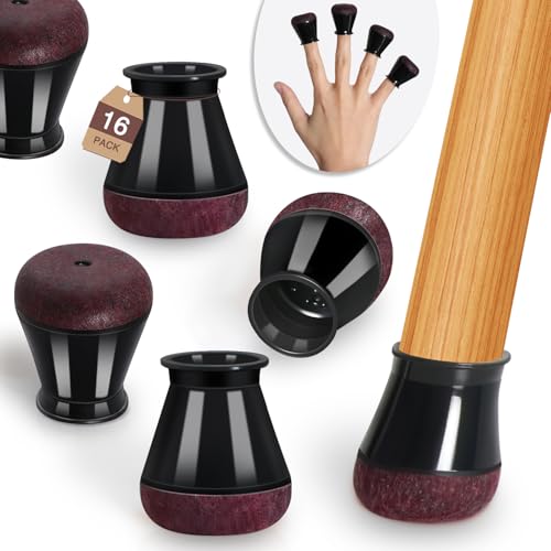 YOZON Chair Leg Floor Protectors Silicone Caps Felt Furniture Pads Covers - color: Black-16pcs, size: Round Small