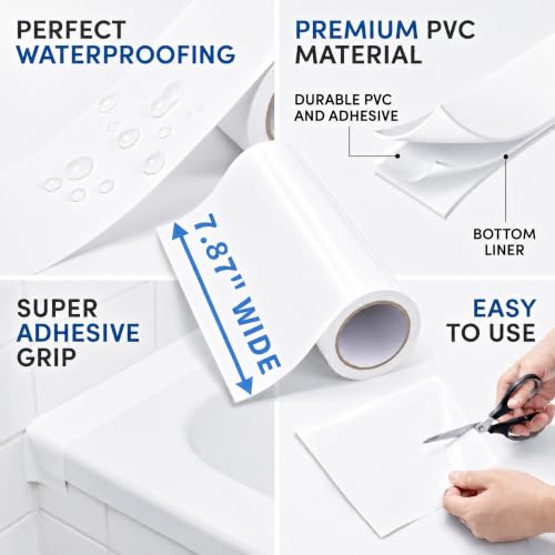 Wall Patch Repair Roll, 7.87" x 32.8' Waterproof Self-Adhesive Tape for Holes, Blemishes, Pool Liners, Vinyl Skirting, Durable White Patching Solution - color: White