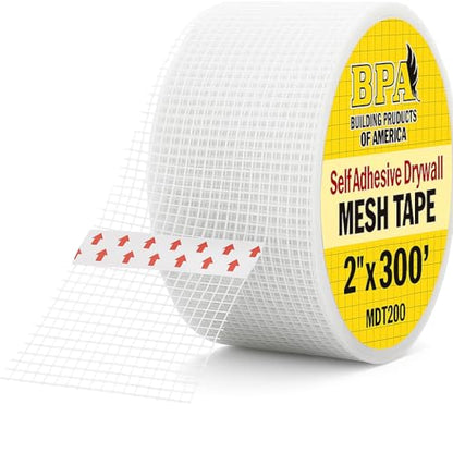 BPA Mesh Drywall Tape, 2 Inch x 300 Ft Roll – Self-Adhesive Fiberglass Joint Tape for Drywall Repair, Cracks, and Wall Reinforcement (Pack of 2) - size: 8 inches (Pack of 2)