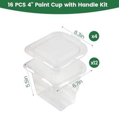 Voomey 4 Inch Paint Bucket Liners with Lid, 16 Pack, Paint Pan Liners Holds 2 Quart of Paints, Paint Cups for Painting, Disposable & Reusable - size: 16pcs Paint Cups Liner and Lid