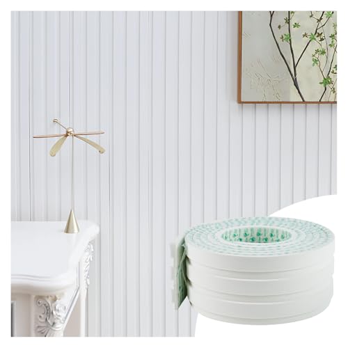 4-in White EVA molding Peel and Stick Panel, 3D Flexible Fluted self Adhesive Panels molding Trim for TV Background Wall, Playroom Safety & Modern Interior Decor(16.4FT)
