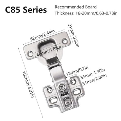 SEIWEI C85 Half Overlay Cabinet Hinge with Face Frame Plate for Door Connect Frame for Kitchen Cabinet, Corner Door Hinges, Hardware Corner Cabinet Replacement, Pack of 2 - style: C85 Half Overlay