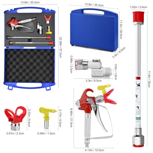 7PCS Airless Paint Sprayer Gun Set with 3600 PSI Airless Paint Sprayer Gun,1 Nozzle Guard,1 Reversible 517 Spray Tips,2 Extension Wand,1 Swivel Joint and Spraying Equipment Storage Box - style: 7PCS Airless paint spray gun set
