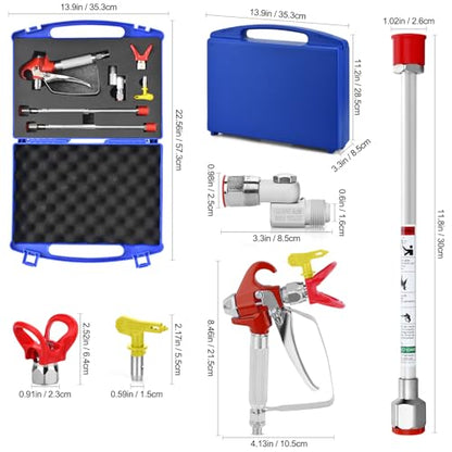 7PCS Airless Paint Sprayer Gun Set with 3600 PSI Airless Paint Sprayer Gun,1 Nozzle Guard,1 Reversible 517 Spray Tips,2 Extension Wand,1 Swivel Joint and Spraying Equipment Storage Box - style: 7PCS Airless paint spray gun set